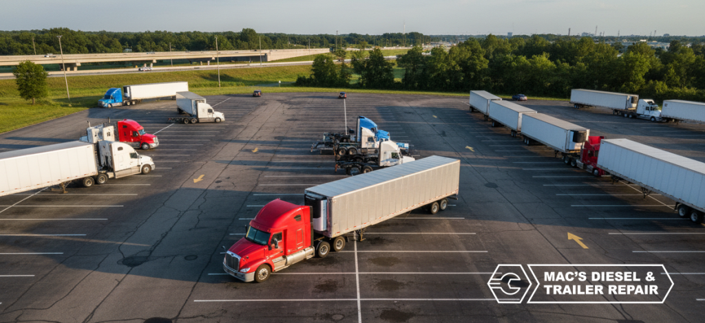 The Challenges of Maneuvering Semi-Truck Trailers: A Deep Dive 1 Macs Diesel Lexington Kentucky The Challenges of Maneuvering Semi Truck Trailers Parking